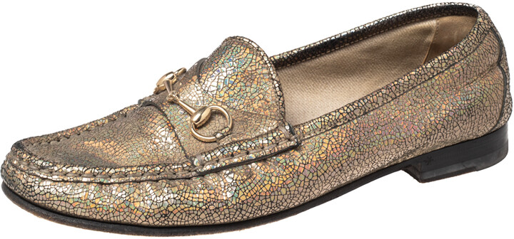 Gucci Iridescent Leather Horsebit Loafers Size 38 - ShopStyle