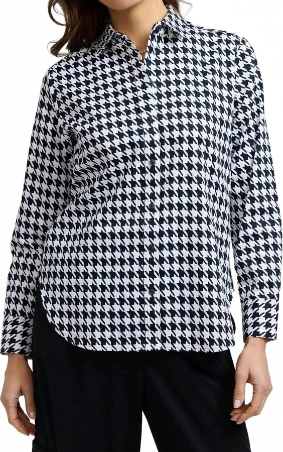 Foxcroft Meghan Longsleeve Shirt In Classic Houndstooth