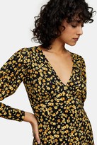 Thumbnail for your product : Topshop Mustard Ditsy V Neck Textured Midi Dress