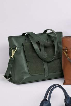 Next Womens Green Leather Front Pocket Tote Bag