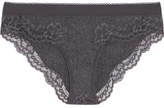 Thumbnail for your product : Stella McCartney Lily Blushing Lace-trimmed Ribbed-knit Briefs