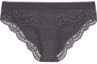 Stella McCartney Lily Blushing Lace-trimmed Ribbed-knit Briefs