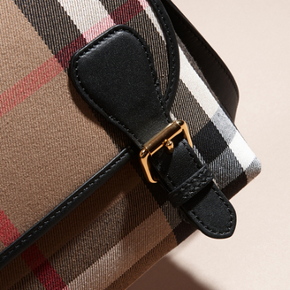 Burberry English-woven House Check and Leather Satchel