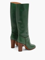 Thumbnail for your product : Victoria Beckham Piped Knee-high Leather Boots - Green