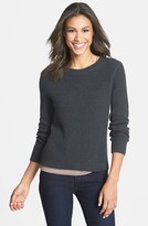 Thumbnail for your product : Halogen Ribbed Cotton Blend Sweater