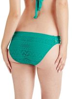 Thumbnail for your product : Robin Piccone Penelope Crochet Sheer Side Hipster Bottom with Button Details