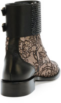 Thumbnail for your product : Rene Caovilla Lace Crystal-Cuff Combat Boot, Black