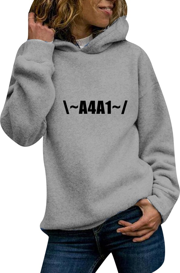 ZICUE Women's Long Sleeve Classy Warm Classy Solid Stylish Sweatshirt Loose Pullover Hoodie Black 53