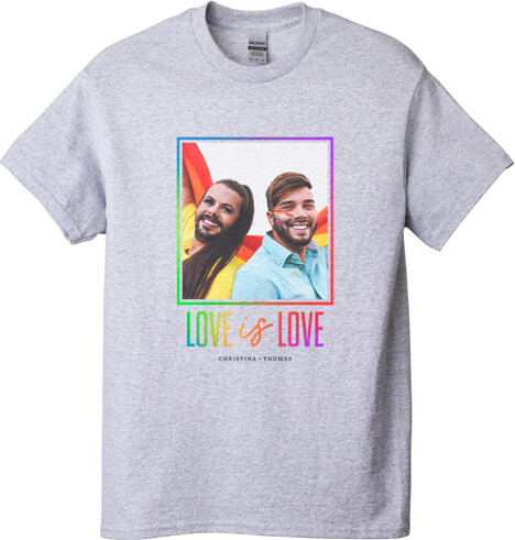Custom Sport Gray T-Shirts: Love and Pride, Adult (S), Customizable Front & Back, Black