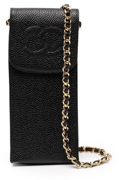 Pre-owned Chanel Wallet on Chain Black Leather Crossbody Bag
