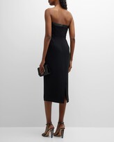 Thumbnail for your product : Halston Brielle Beaded Strapless Crepe Midi Dress