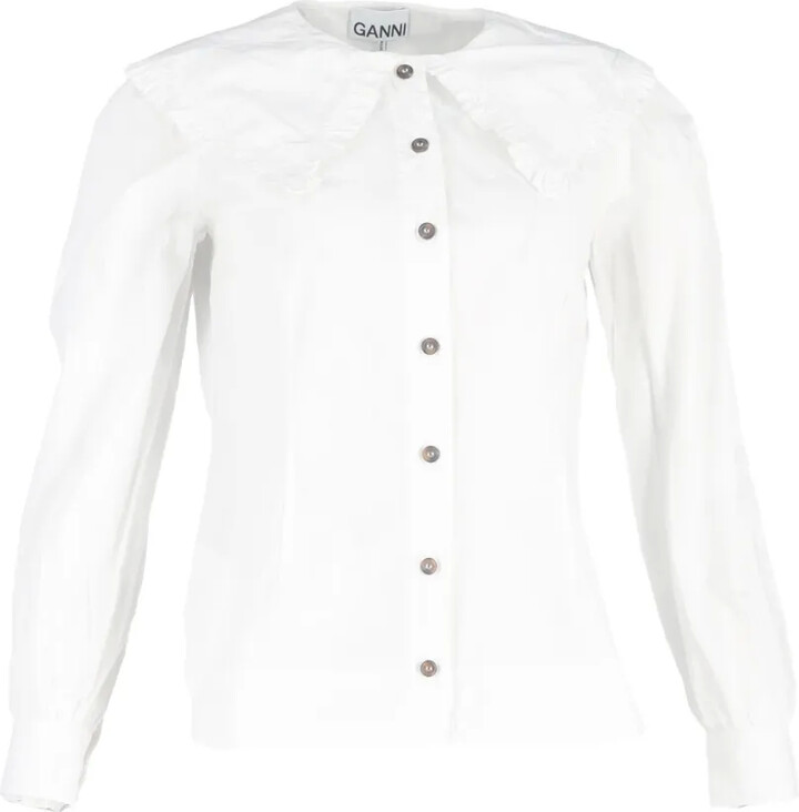 Ganni Oversized-Collar Button-Up Shirt