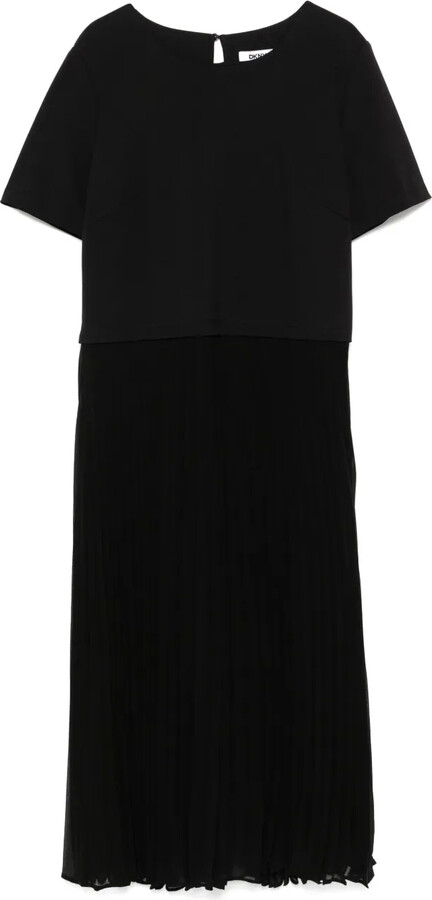 Plissé-Detailed Midi Dress