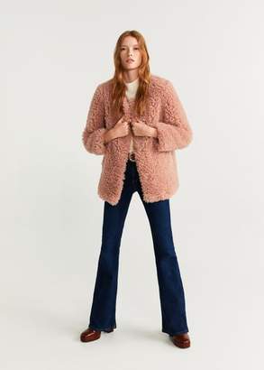 MANGO Faux fur coat pastel pink - XS - Women