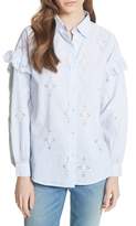 Thumbnail for your product : Joie Cenedra Pinstripe Eyelet Scallop Blouse