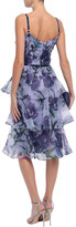 Thumbnail for your product : Marchesa Notte Notte Tiered Twist-front Floral-print Organza Dress