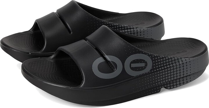 OOFOS OOahh Sport Slide Walking Shoes Matrix Black : Men's 4 - Women's 6 Medium, Rubber