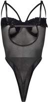 Thumbnail for your product : PrettyLittleThing Black Harness Strap Demi Cup Fishnet Body