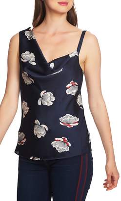 1 STATE Floating Blossoms Asymmetrical Neck Satin Camisole