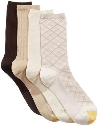 Gold Toe Women's 4 Pack Textured Crew Socks
