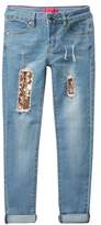 Thumbnail for your product : Betsey Johnson Rip & Repair Sequin Skinny Cuffed Jeans (Little Girls)