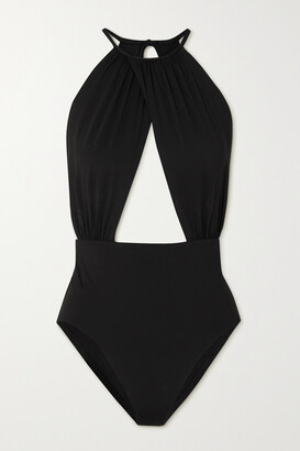 BONDI BORN + Net Sustain Camilla Cutout Halterneck Swimsuit - Black
