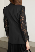 Thumbnail for your product : Dolce & Gabbana Double-breasted Topstitched Wool-blend And Lace Blazer - Black