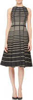 Thumbnail for your product : Lela Rose Seamed Striped Halter Dress