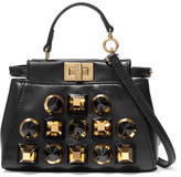 Thumbnail for your product : Fendi Peekaboo Micro Studded Leather Shoulder Bag - Black