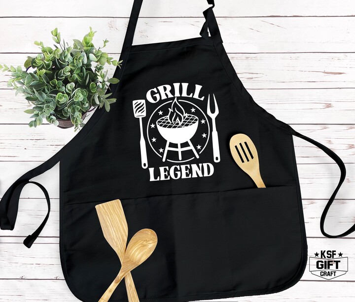 Grill Legend Apron, Chef Daddy Father's Day Gift, Custom Mens Apron For Men, Bbq Granpa Gift For Dad
