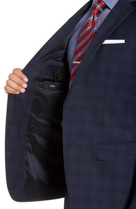 BOSS Huge/Genius Trim Fit Plaid Wool Suit