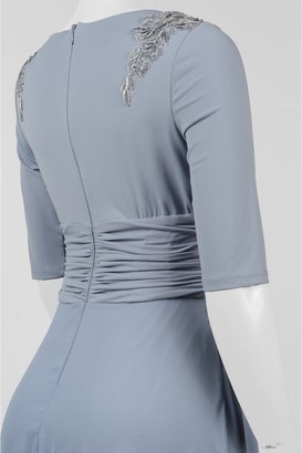 Sangria SPWK0894 V-Neck Draped Chiffon Jersey Dress