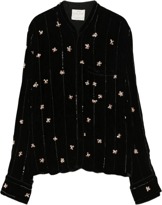 Forte Forte Embellished Velvet Top