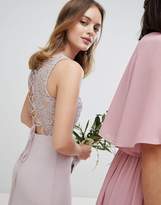 Thumbnail for your product : TFNC Petite Lace Up Back Maxi Bridesmaid Dress