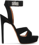 Thumbnail for your product : Givenchy Shark Lock Cutout Suede Platform Sandals - Black