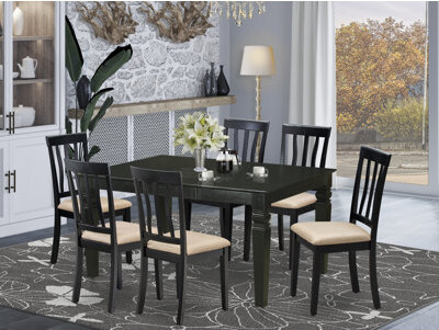 Charlton Home Sorrentino 7 - Piece Butterfly Leaf Rubberwood Solid Wood Dining Set