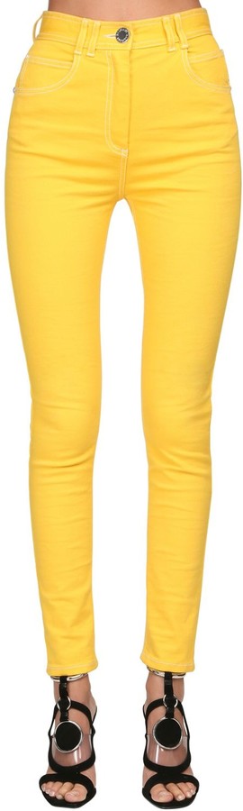 yellow jeans high waisted