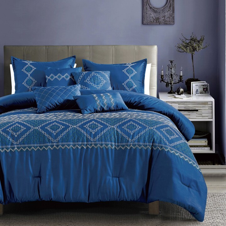 Shatex 7 Piece Gray Luxury Bedding Sets - Oversized Bedroom Comforters, Queen