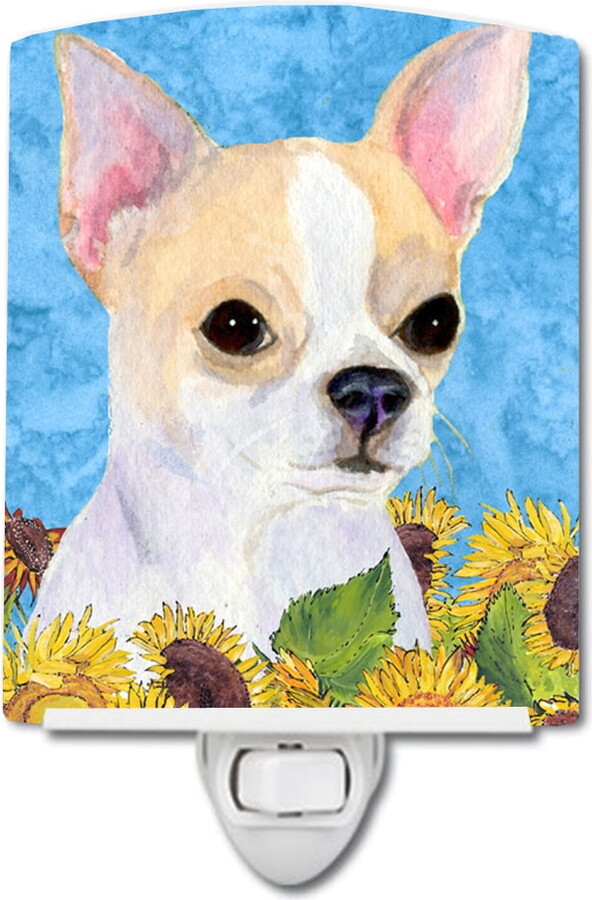 Caroline's Treasures SS4243CNL Chihuahua in Summer Flowers Ceramic Night Light, 6x4x3", multicolor