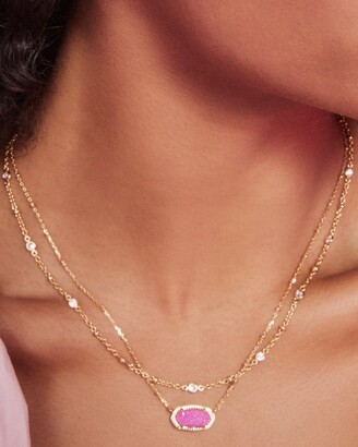 Kendra Scott Barbie™ x Gold Elisa Multi Strand Necklace in Hot Pink Drusy