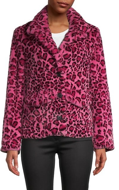pink leopard fur coat