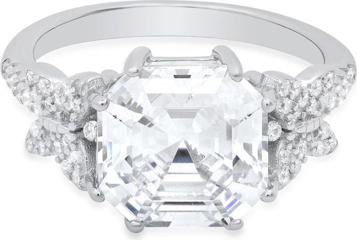 Queen Jewels Sterling Silver Asscher Cut CZ Ring