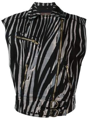 Roberto Cavalli zebra print biker jacket