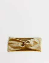 Thumbnail for your product : ASOS Design DESIGN Headband with twist front in gold velvet