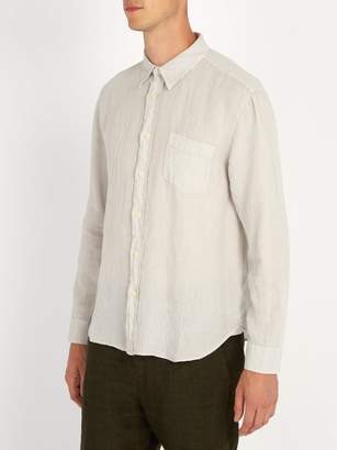 120% Lino Long Sleeved Linen Shirt - Mens - Light Grey