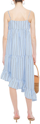 Frame Gemma Asymmetric Striped Cotton And Hemp-blend Dress