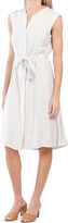 Thumbnail for your product : Tahari Linen Sleeveless Tie Waist V-neck Hi-lo Midi Dress