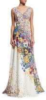 Thumbnail for your product : David Meister SLVLSS VNCK FLR MBR GOWN