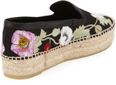 Thumbnail for your product : Alexander McQueen Floral-Embroidered Espadrille Flat, Black/Multi