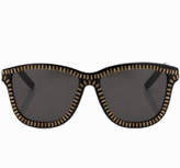 Thumbnail for your product : linda farrow x alexander wang Alexander Wang Zipper Frame Sunglasses in Black & Brass